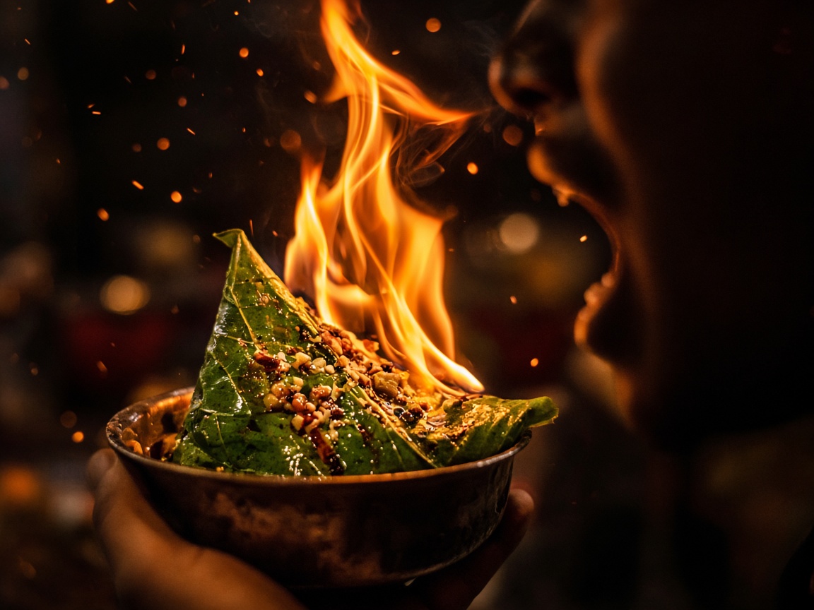 Flaming fire paan